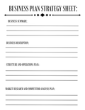 Business Plan Strategy Sheet