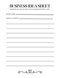 Business idea sheet