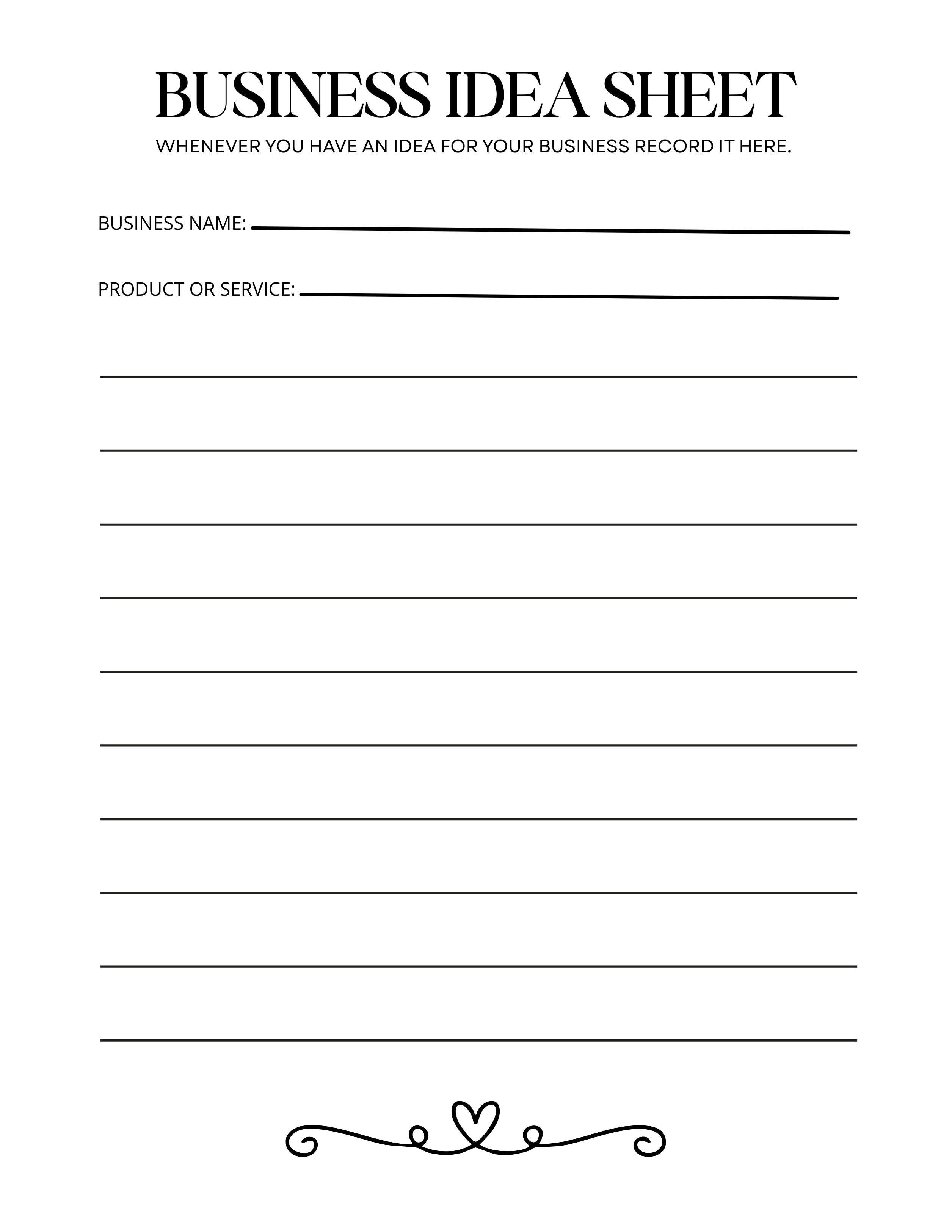 Business idea sheet
