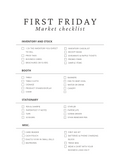 First Friday Market Checklist